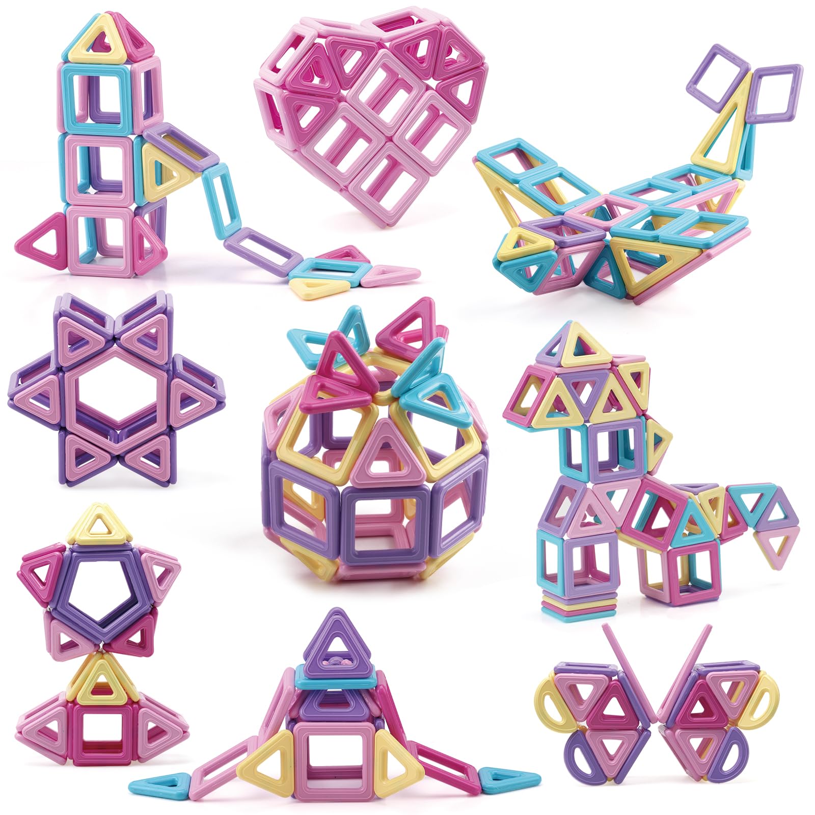 AMYCOOL マグネットブロック 45pcs 磁気おもちゃ 女の子 ブロック おもちゃ 補充パック ばら売り 追加 お試しパック 知育玩具 かわいい 立体パズル 子供 男の子 小学生 幼児 孫 ゲーム モデルDIY 積み木 保育園 出産祝い 入園 クリス