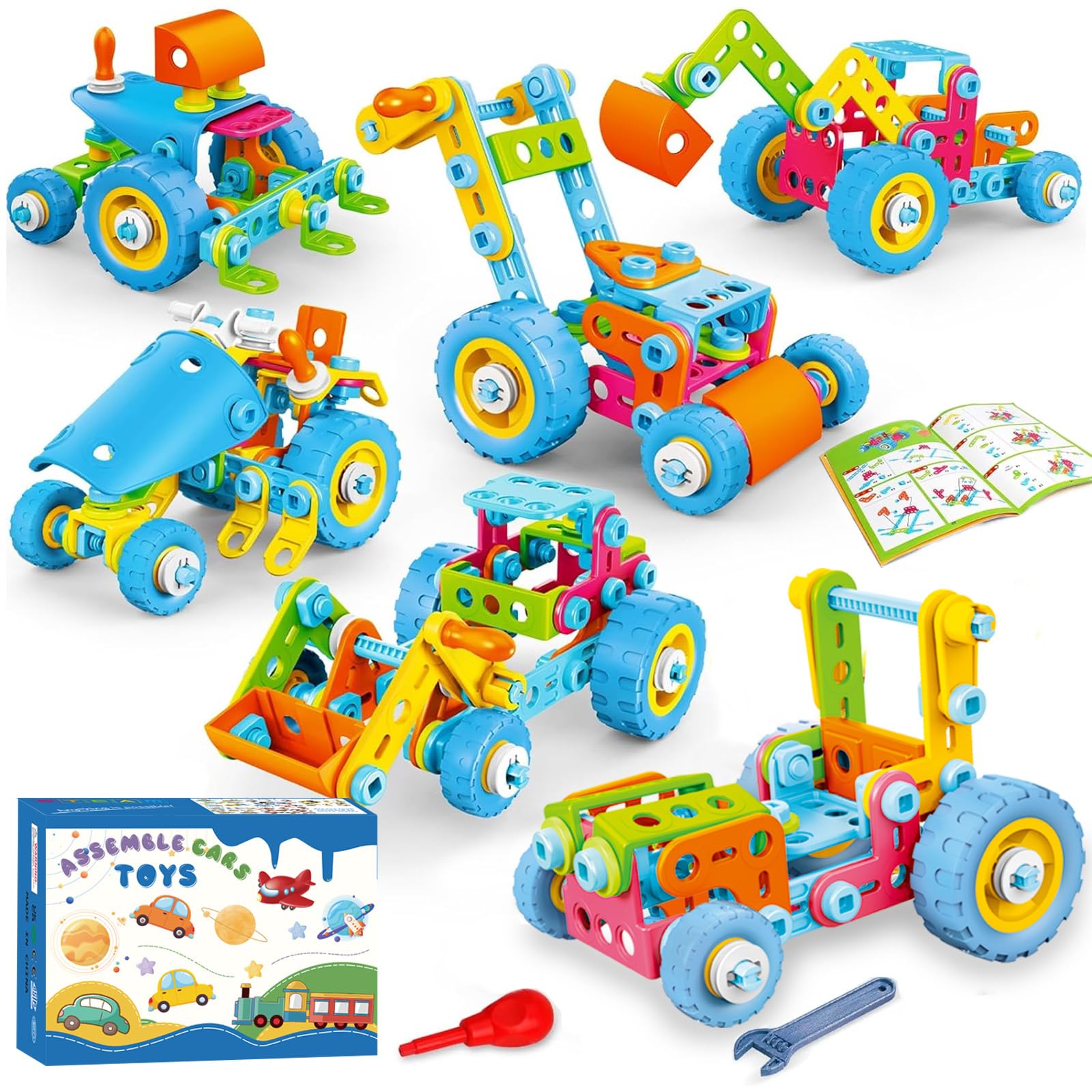 AMYCOOL 組み立て おもちゃ10-IN-1車セット ドリルおもちゃ 大工さん ロボット ヘリコプター 人気 DIY おもちゃ 男の子 女の子 小学生 立体パズル 変形車 工具セット おもちゃランキング お誕生日 プレゼント どもの日 クリスマス ギフ