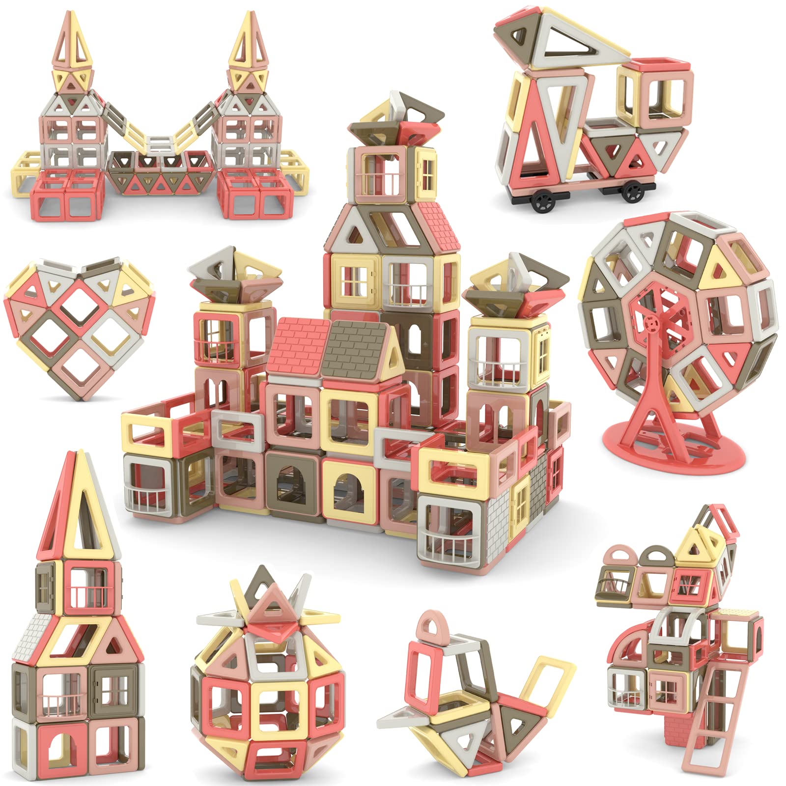 AMYCOOL マグネットおもちゃ 179PCS マグネットブロック 新色登場 3 4 5 6歳 女の子 男の子 人気 お誕生日 プレゼント ランキング 積み木 磁気おもちゃ 磁石ブロック 積み木 立体 磁石ブロック 子供 知育玩具 モデルDIY 創意 可