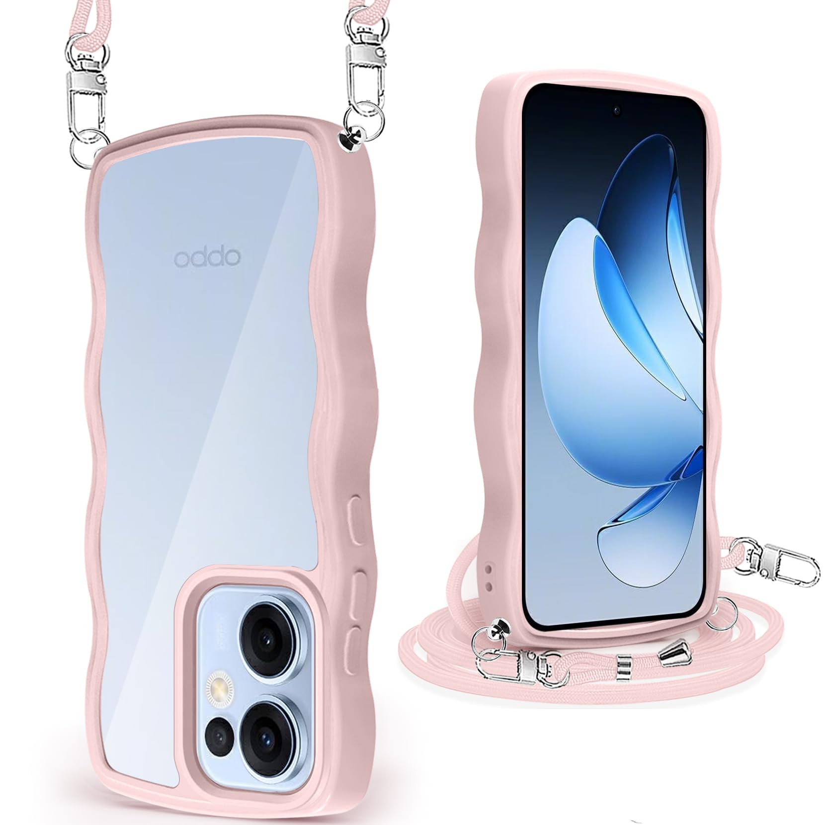 OPPO Reno13 A ケース クリア ショルダー オッポリノリノ13A カバー うねうね 透明 人気 かわいい 耐衝撃 スマホケース ストラップ付き..