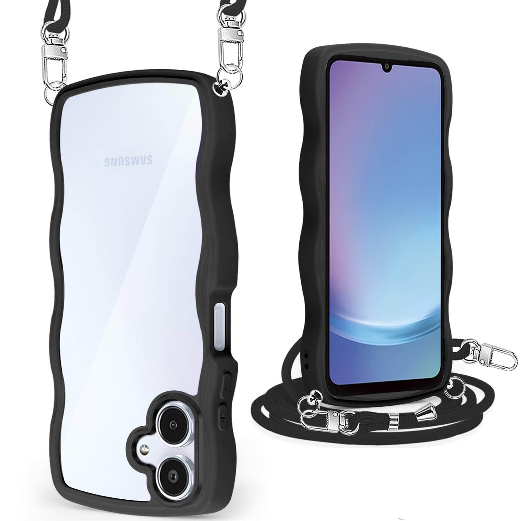 Galaxy A25 5G ケース/SC-53F ケース クリア ショルダー ギャラクシー A25 5G カバー うねうね 透明 人気 かわいい 耐衝撃 スマホケー..