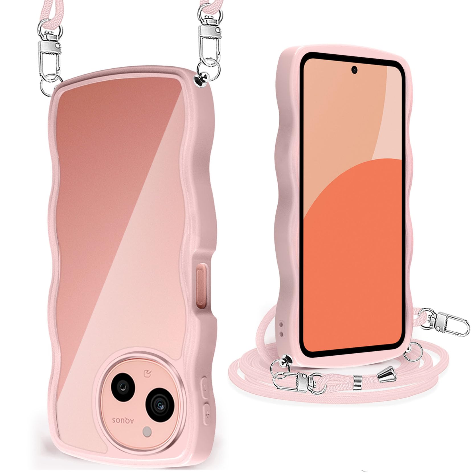 AQUOS sense9 ケース クリア ショルダー ストラップ付き AQUOS sense9 SH-53E/SHG14 カバー 人気 全面保護 透明 スマホケース 首かけ ..