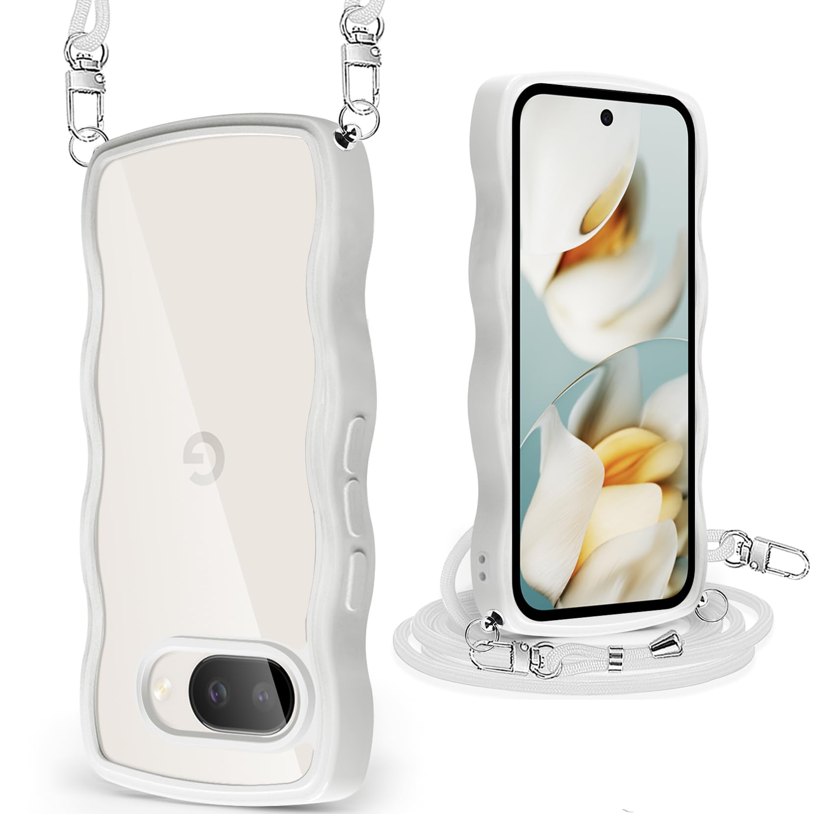 Google Pixel 9A ケース クリア ショルダー グーグル ピクセル9a カバー うねうね 透明 人気 かわいい 耐衝撃 スマホケース ストラップ..