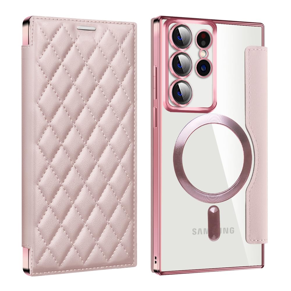 Rakuten - MuZiF Galaxy S23 Ultra 用 ケース 手帳型 Magsafe対応 クリア 背面 透明 キルティング 高級なPUレザー スマホケース カード収納 おしゃれ 韓国 人気財布型 カバー 軽量 Samsung ギャラクシー S23 Ultra