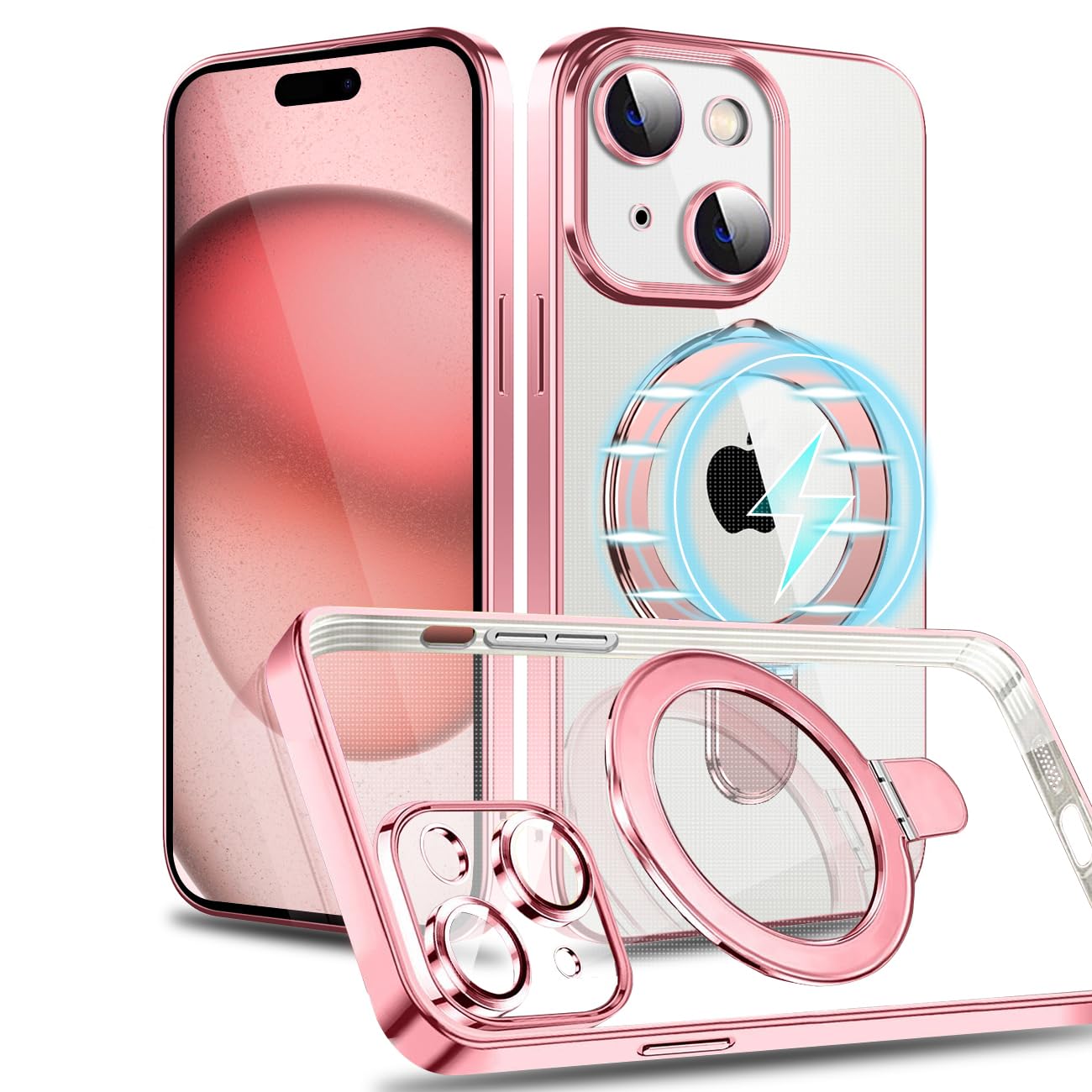 Rakuten - MuZiF iPhone 14 Plus 用 ケース MagSafe対応 リング付き クリア メッキ加工 カバー 車載ホルダー対応 多機能 レンズ保護 薄型軽量 耐衝撃構造 透明柔らかいTPU アイフォン14 Plus 用 磁気カバー クリアケース（iPh
