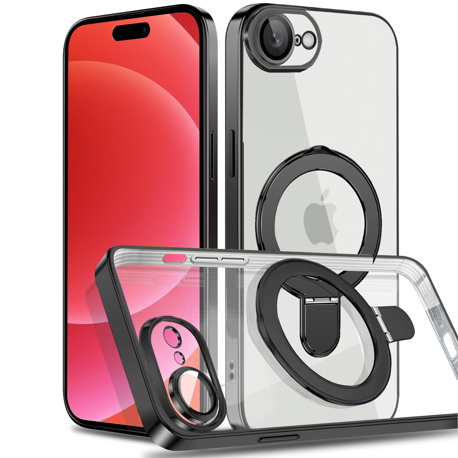 乐天商城 - MuZiF iPhone 17e 用 ケース MagSafe対応 リング付き クリア メッキ加工 カバー 車載ホルダー対応 多機能 レンズ保護 薄型軽量 耐衝撃構造 透明柔らかいTPU アイフォン17e 用 磁気カバー クリアケース（iPhone 17e用