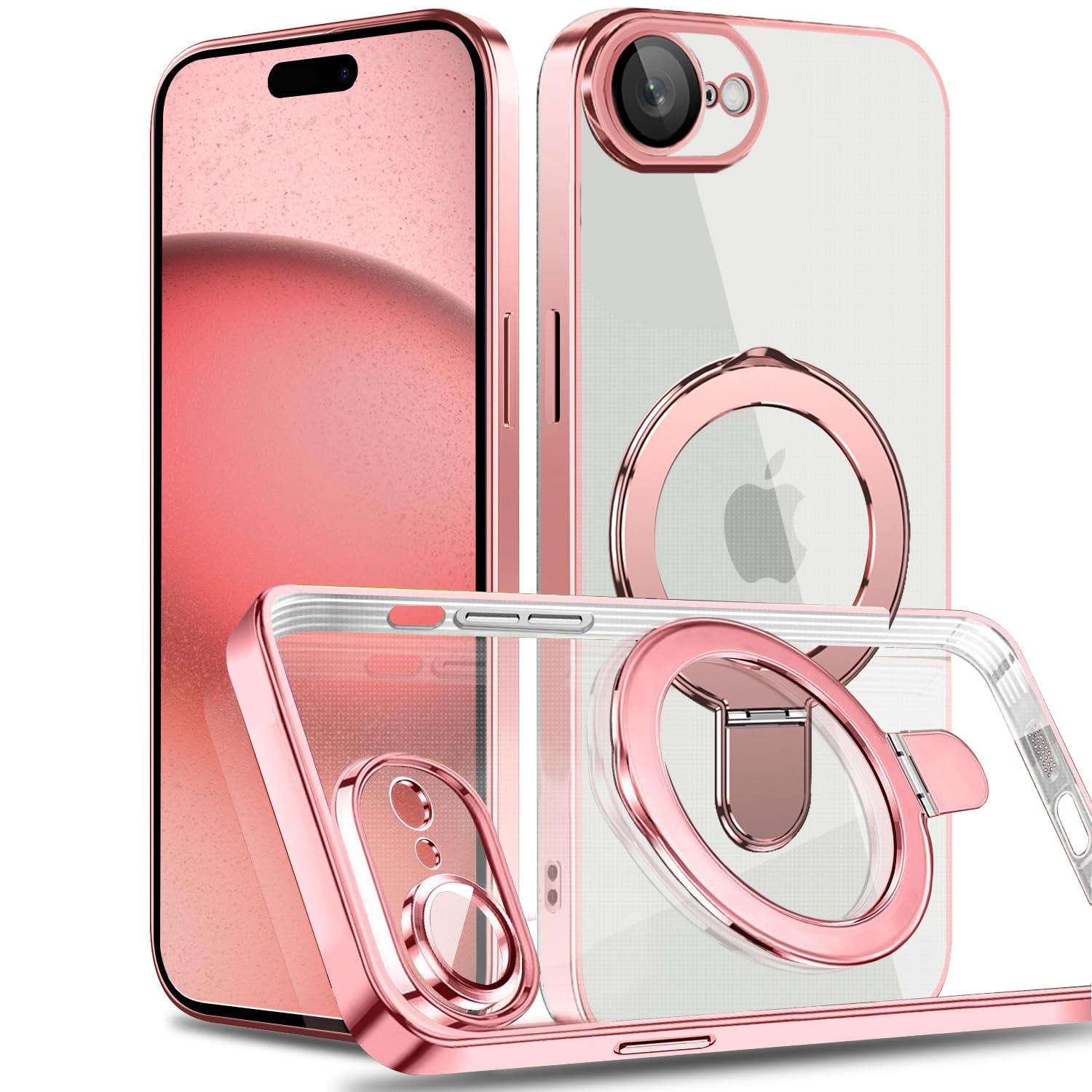 Rakuten - MuZiF iPhone 17e 用 ケース MagSafe対応 リング付き クリア メッキ加工 カバー 車載ホルダー対応 多機能 レンズ保護 薄型軽量 耐衝撃構造 透明柔らかいTPU アイフォン17e 用 磁気カバー クリアケース（iPhone 17e用
