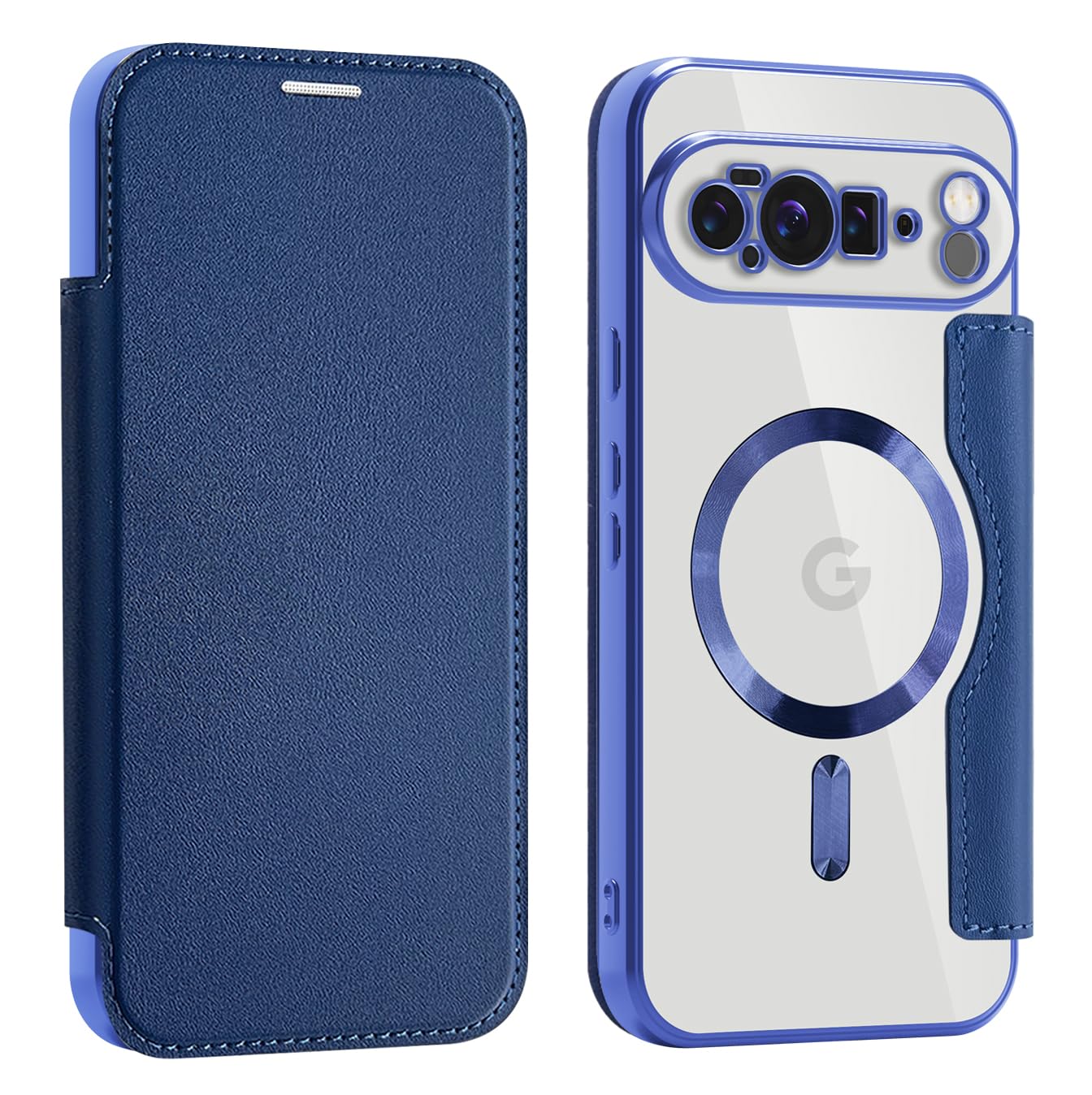 MuZiF Google Pixel 10 Pro XL 用 ケース 手帳型 Magsafe対応 クリア 背面 透明 高級なPUレザー 永久磁石 マグネット スマホケース カード収納、人気財布型 カバー 軽量 ピクセル 10 Pro XL用 手帳カバー (