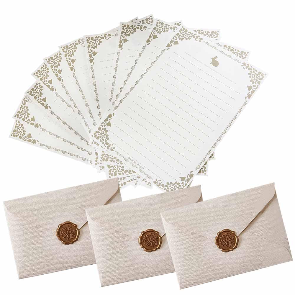 KASELIN レターセット 手紙 おしゃれ ヴィンテージ風手紙セット プ 封筒6枚 便箋10枚 火漆印3枚 ラブレター メッセージカード メッセージカード 結...