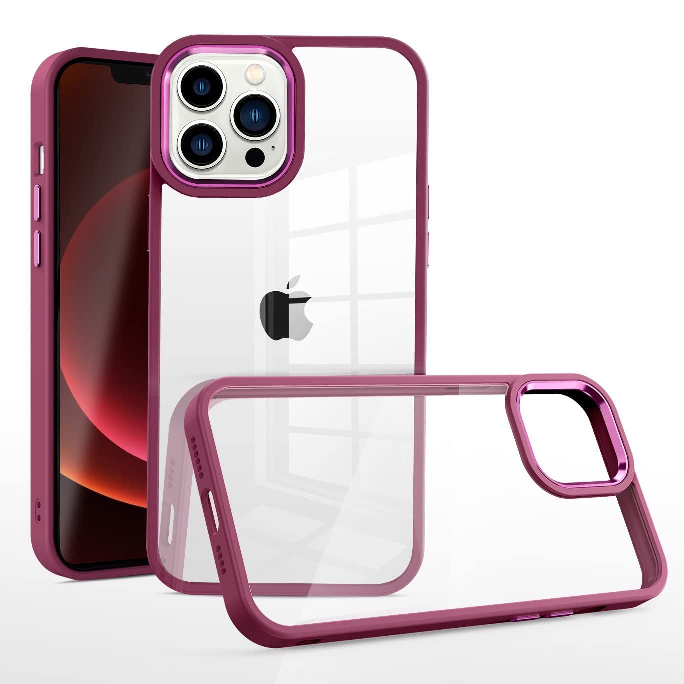 Rakuten - MuZiF iPhone 13 Pro Max 用 ケース クリア 薄型軽量 耐衝撃構造 全面保護 黄変防止 擦り傷防止 透明 PC 背面クリア アイフォン13 Pro Max 用 カバー クリアケース（iPhone 13 Pro Max,うめいろ）