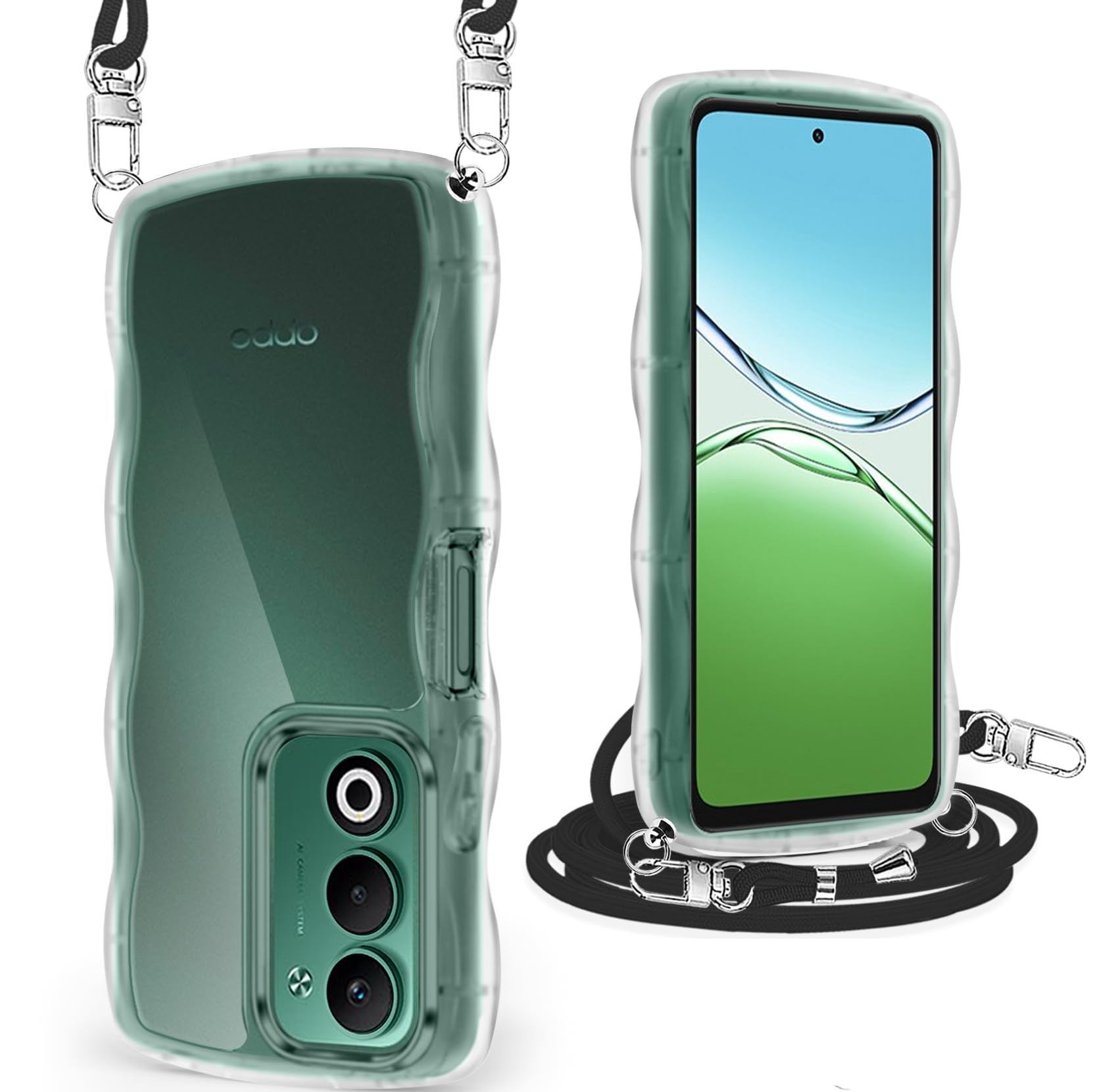 Rakuten - Yungsome For OPPO A5 5G ケース クリア ショルダー かわいい 耐衝撃 オッポ A5 5G スマホケース ストラップ付き 取り外し可能 長さ調整可能 首かけ 肩掛け カバー 透明 薄型 軽量 TPU （クリア）