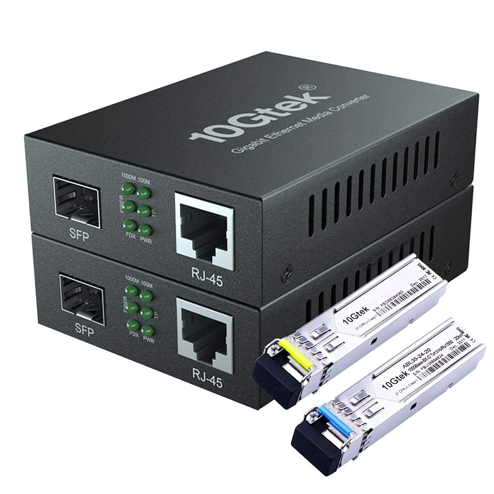 10Gtek �����ӥå� ����ǥ�������С����� ���󥰥�⡼�� LC�ե����С� 1.25Gb / s �ڥ�10/100/1000M��ǥ�������С�������BiDi 1000Base-LX SFP�⥸�塼�� ���åȡ�1310 / 1550nm 20km��