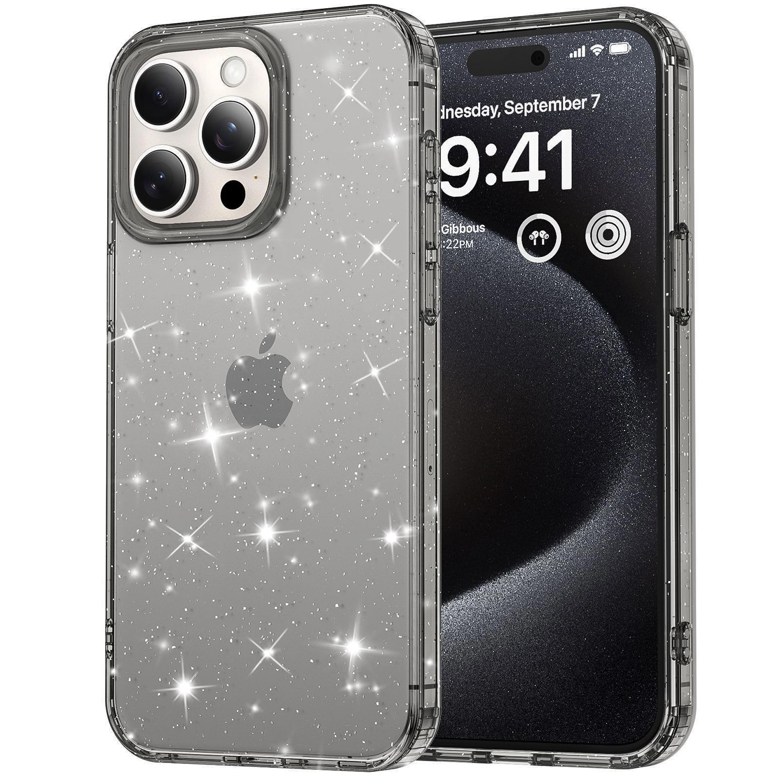 Rakuten - MuZiF iPhone 17 Pro 用 ケース クリア キラキラ 可愛い 透明 薄型 超軽量 グリッター 輝きピカピカ 携帯カバー 人気 おしゃれ 耐衝撃 傷防止背面 滑り止め 指紋防止 ストラップホール付き アイフォン17 Pro 用 保護ケース (
