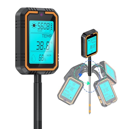 【4in1多機能・360°回転】デジタル土壌測定器 pH計 水分計 温度計 光量計 大型LCDスクリーン 高精度 US..