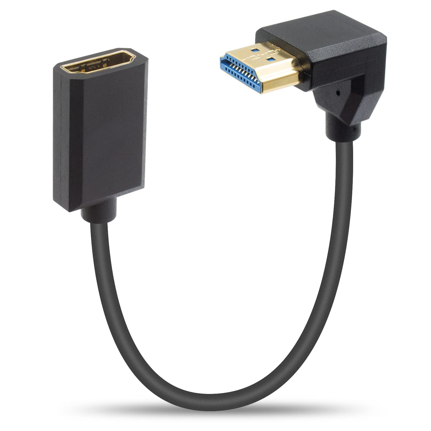 【送料無料】Duttek 8K 90度 HDMI延長ケーブル 48Gbps、L字型HDMI 2.1ケーブル、下向き極薄ダウンアングルHDMIオスメスケーブル テレビ/Xbox、PS5、ノートパソコン用 1Ft/30cm