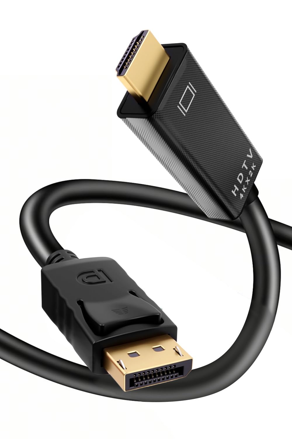 Duttek 4K DisplayPort HDMI 変換ケーブル、ユニディレクショナルDPオスからHDMIオス変換ケーブルがデスクトップ、モニター、プロジェクターに適用されたプラグがゴールドメッキされ、4K@60Hz/2K@120Hzをサポート (1.8