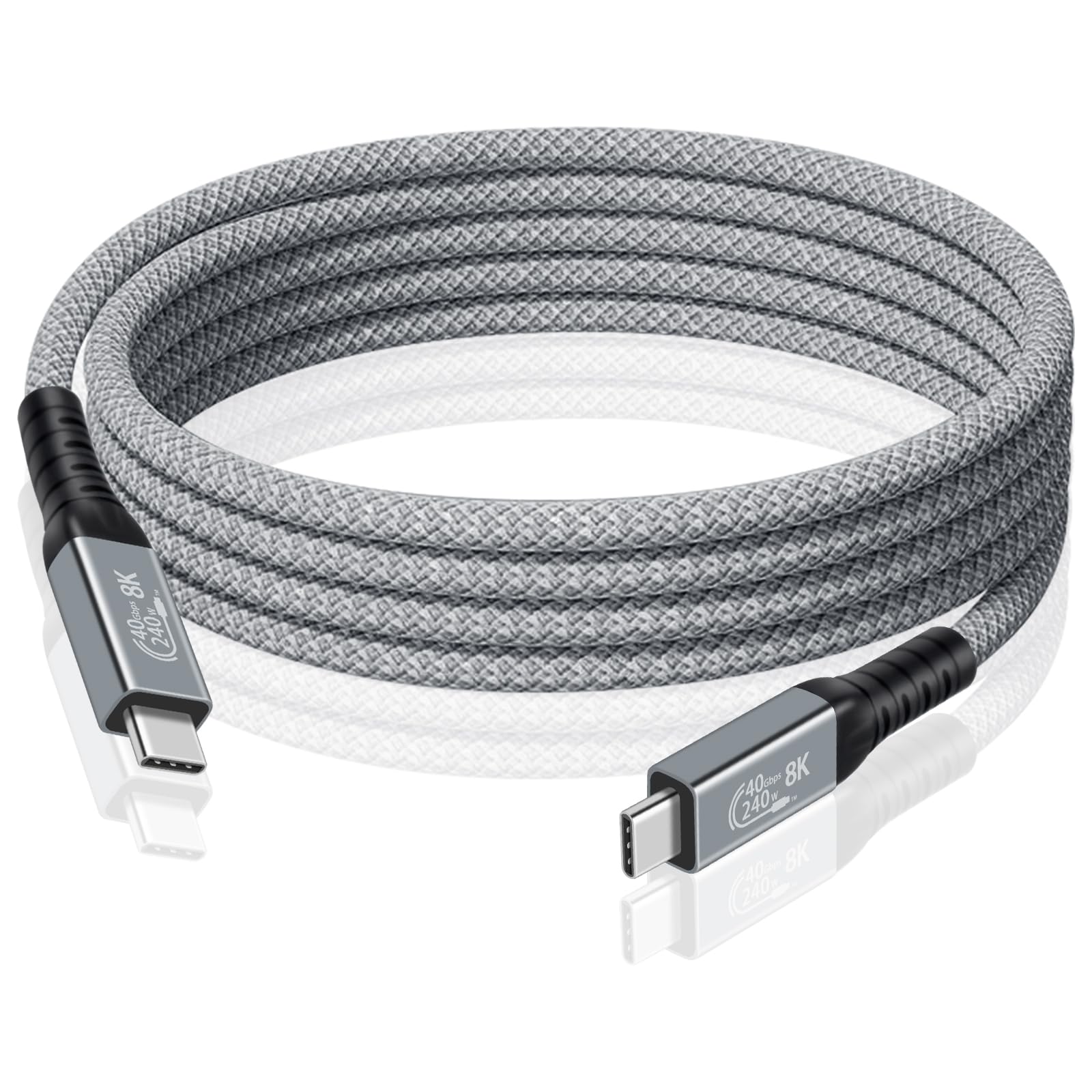 Duttek Thunderbolt 3 �����֥� 1.5m USB-C Thunderbolt 4/3�б�USB Type C ��������ܥ�� 3�����֥�8K@60Hz�Υӥǥ��򥵥ݡ��Ȥ���40Gbps�Υǡ���ž��®�١�240W��®���š�USB Type