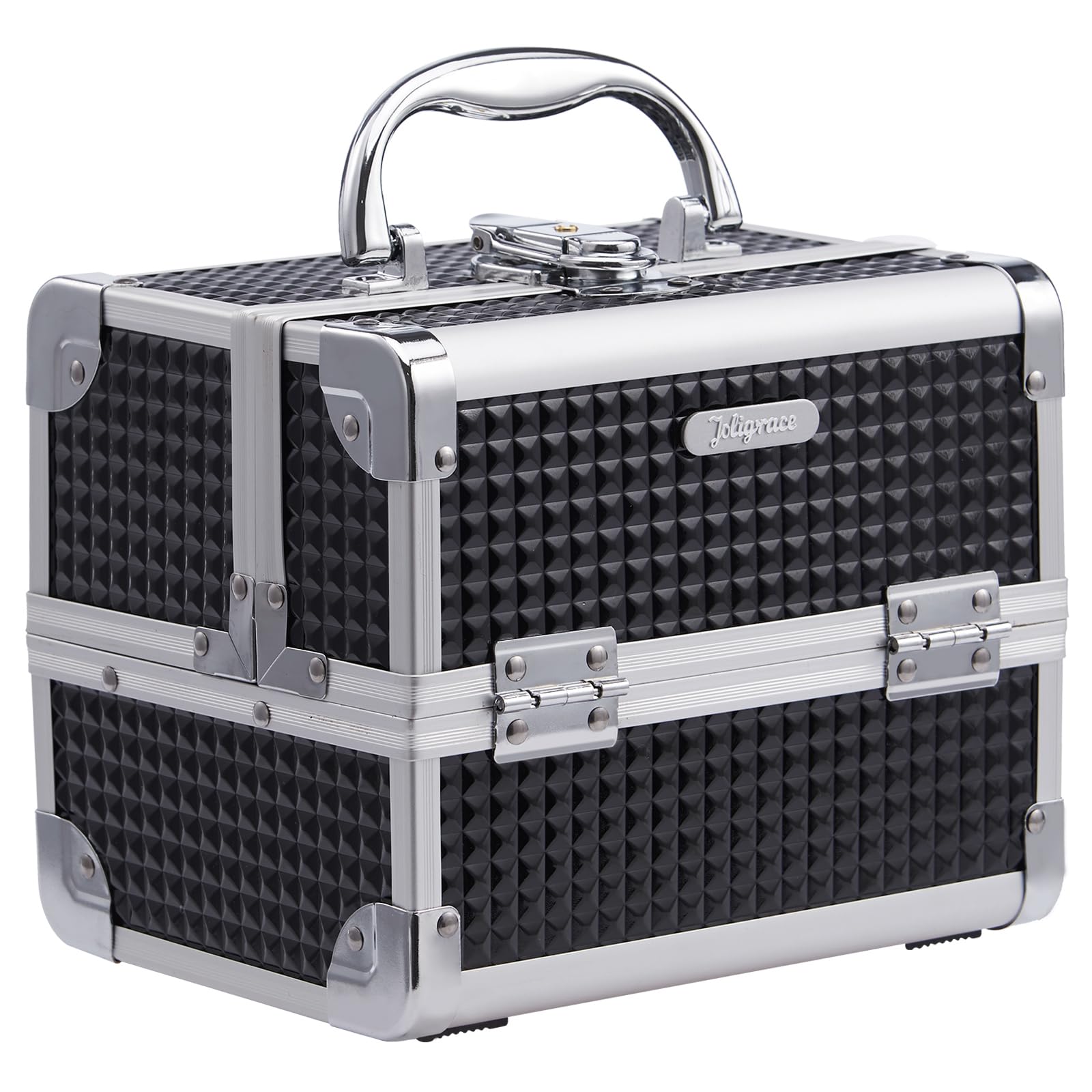 Hapilife メイクボックス 鏡付き 2つトレー コスメボックス 子供 化粧箱 化粧品収納 メイク道具 ネイル収納 化粧ボックス (桜)