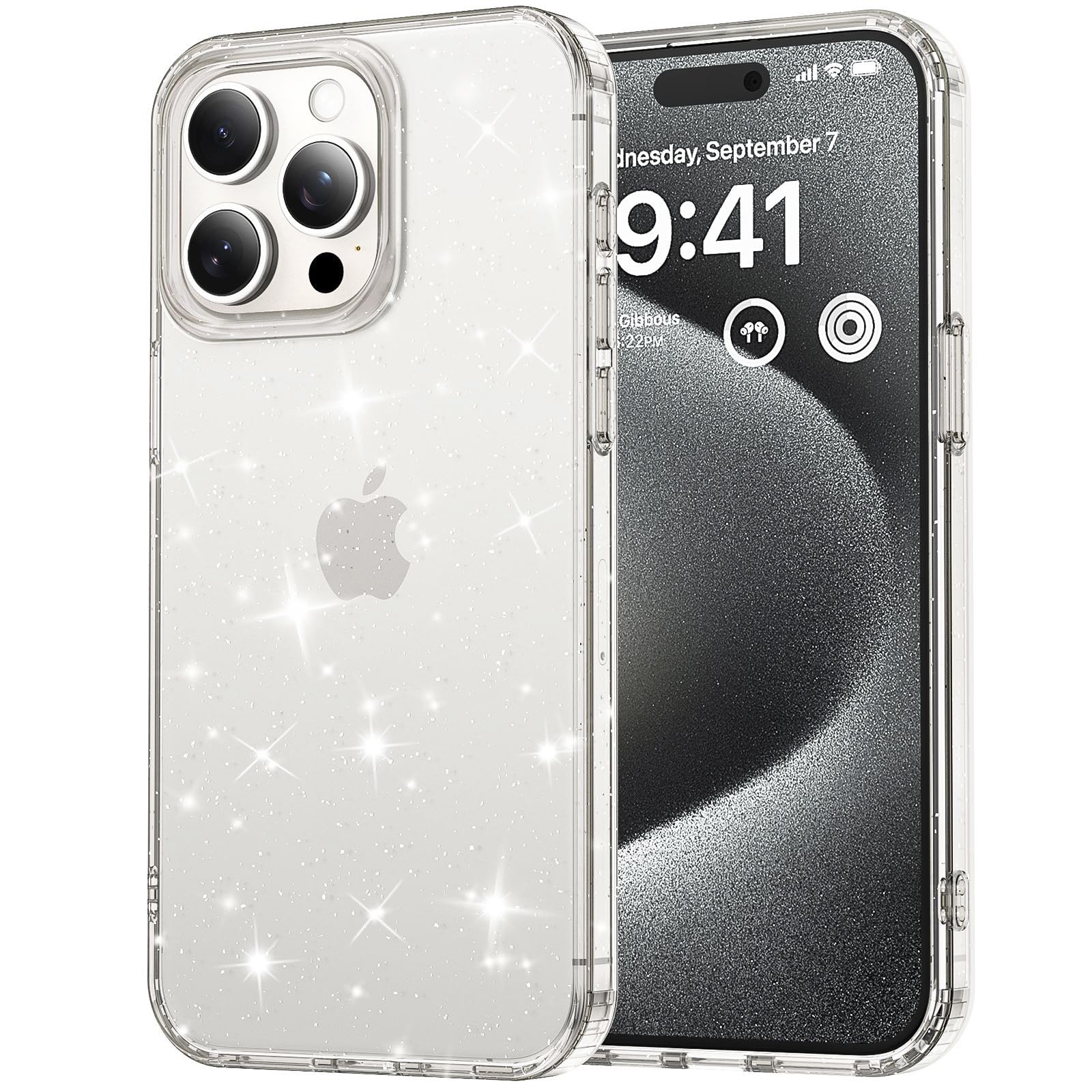 Rakuten - MuZiF iPhone 12 Pro Max 用 ケース クリア キラキラ 可愛い 透明 薄型 超軽量 グリッター 輝きピカピカ 携帯カバー 人気 おしゃれ 耐衝撃 傷防止背面 滑り止め 指紋防止 ストラップホール付き アイフォン 12 Pro Max