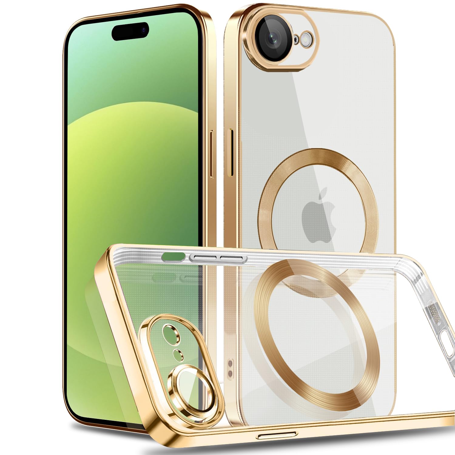 Rakuten - MuZiF iPhone 17e 用 ケース クリア メッキ加工 Magsafe対応 永久磁石 レンズ保護 TPU ソフトケース 薄くて軽い 人気 耐衝撃 携帯カバー iPhone17e 用 クリアケース (iPhone 17e,きんいろ