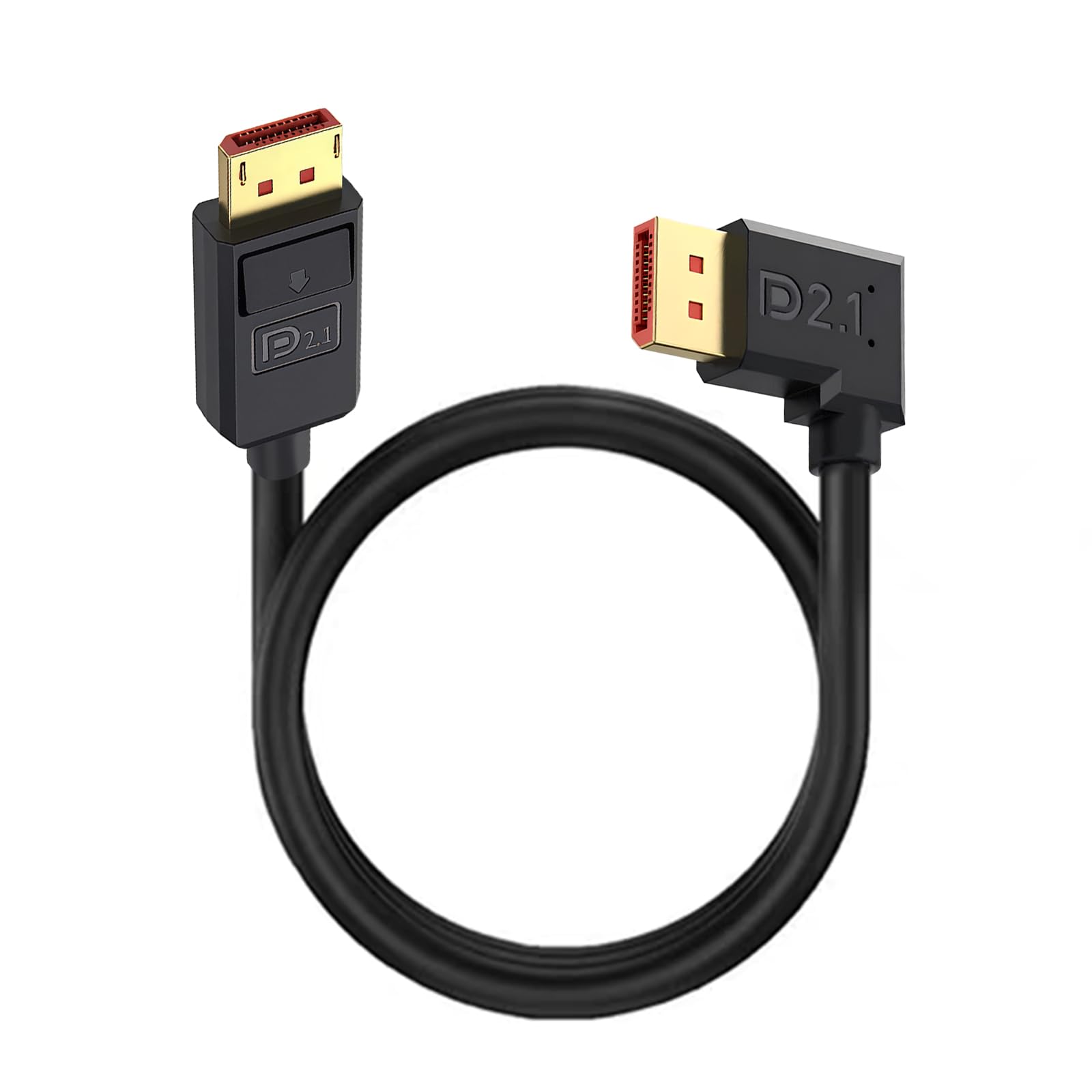 Rakuten - Duttek 16K Displayport l字ケーブル50cm, L字型DP2.1規格オスオスケーブル短い40GbpsビデオDisplayPortケーブルサポート16K@30Hz、8K@120Hz、4K@240Hz、HDR、HDCP2.2、ARC DP