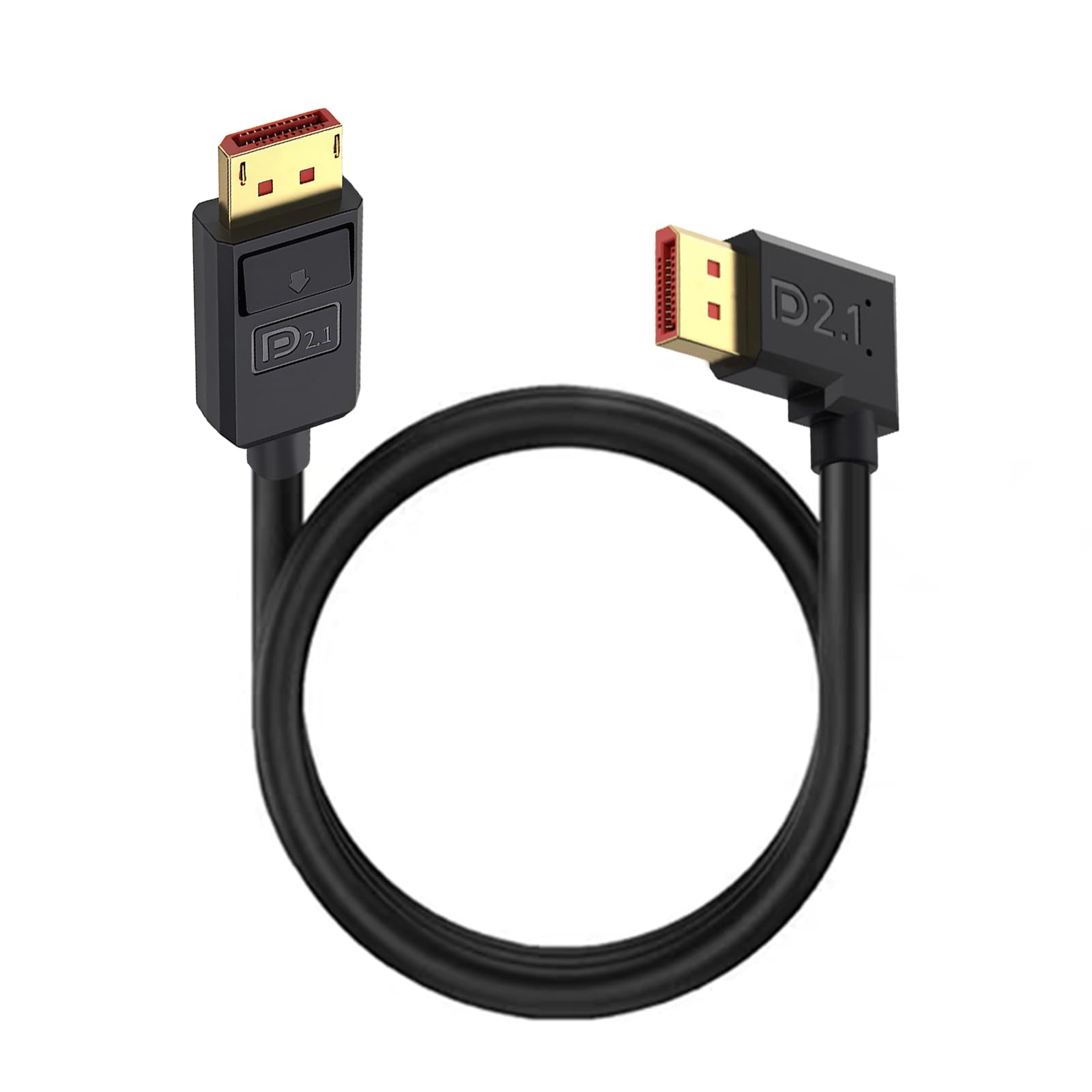 Rakuten - Duttek 16K Displayport l字ケーブル50cm, L字型DP2.1規格オスオスケーブル短い40GbpsビデオDisplayPortケーブルサポート16K@30Hz、8K@120Hz、4K@240Hz、HDR、HDCP2.2、ARC DP