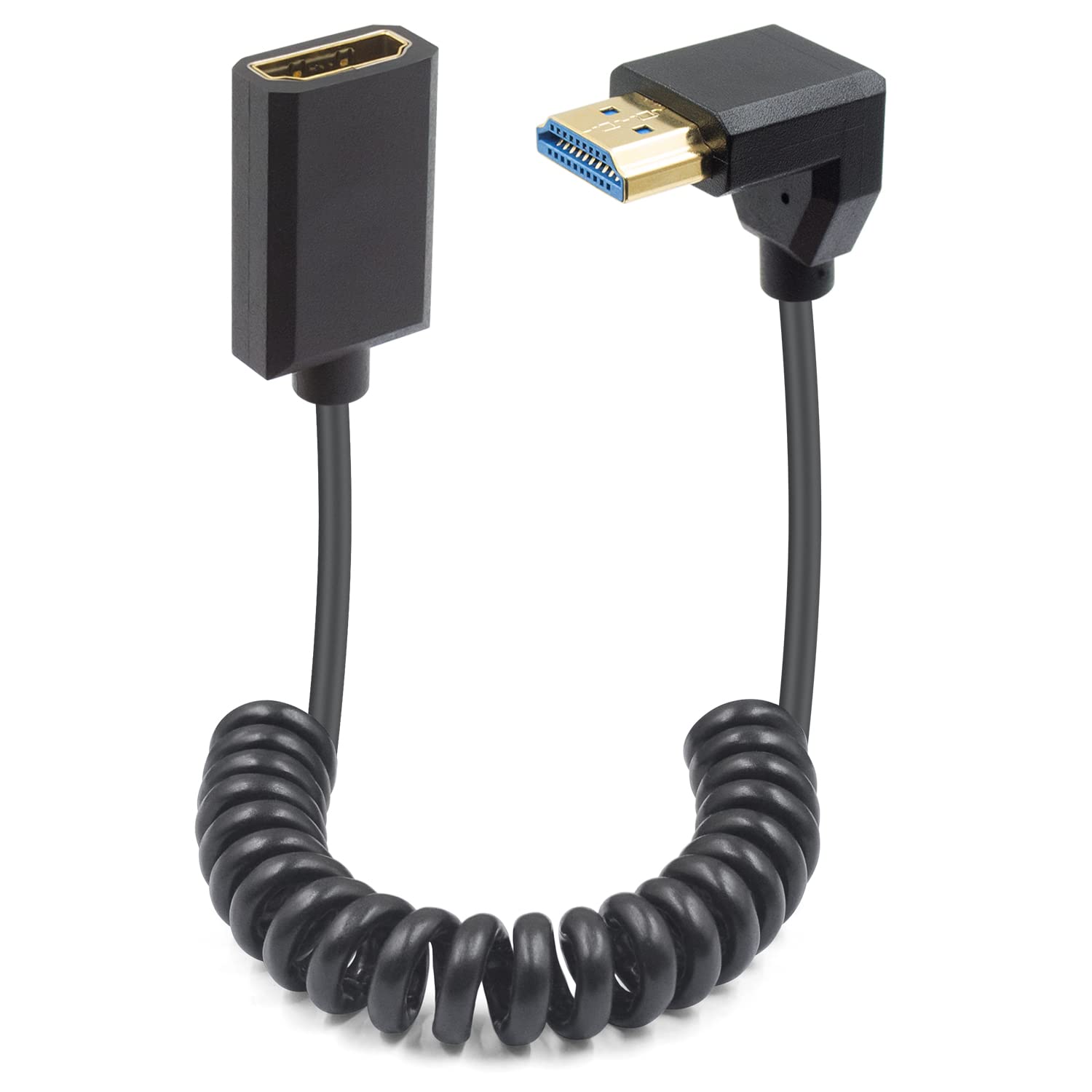 【送料無料】Duttek 8K HDMI 2.1 延長ケーブル 90度下向きHDMIオスメス L字型HDMI 2.1コイル状ケーブル 48Gbps 8K 60Hzビデオ 3D HDR テレビ HDTV ノートパソコン PC 4フィート/1.2m