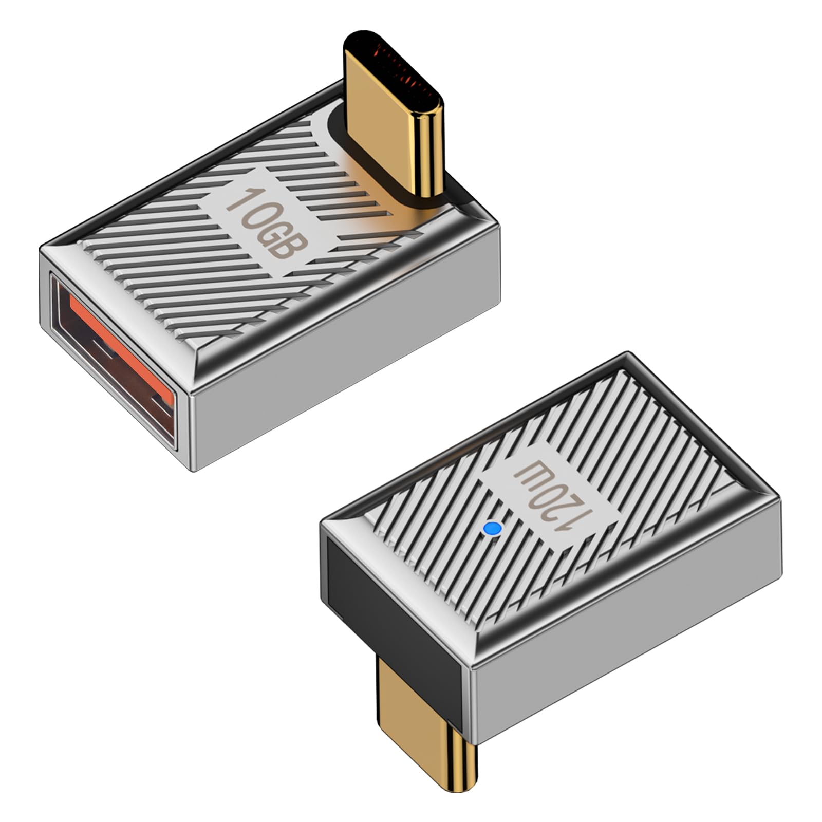 Duttek L字USB C USB A 変換アダプタは、120W 10Gbps USB-Cオス USBメス 変換アダプタ, 亜鉛合金製の両..