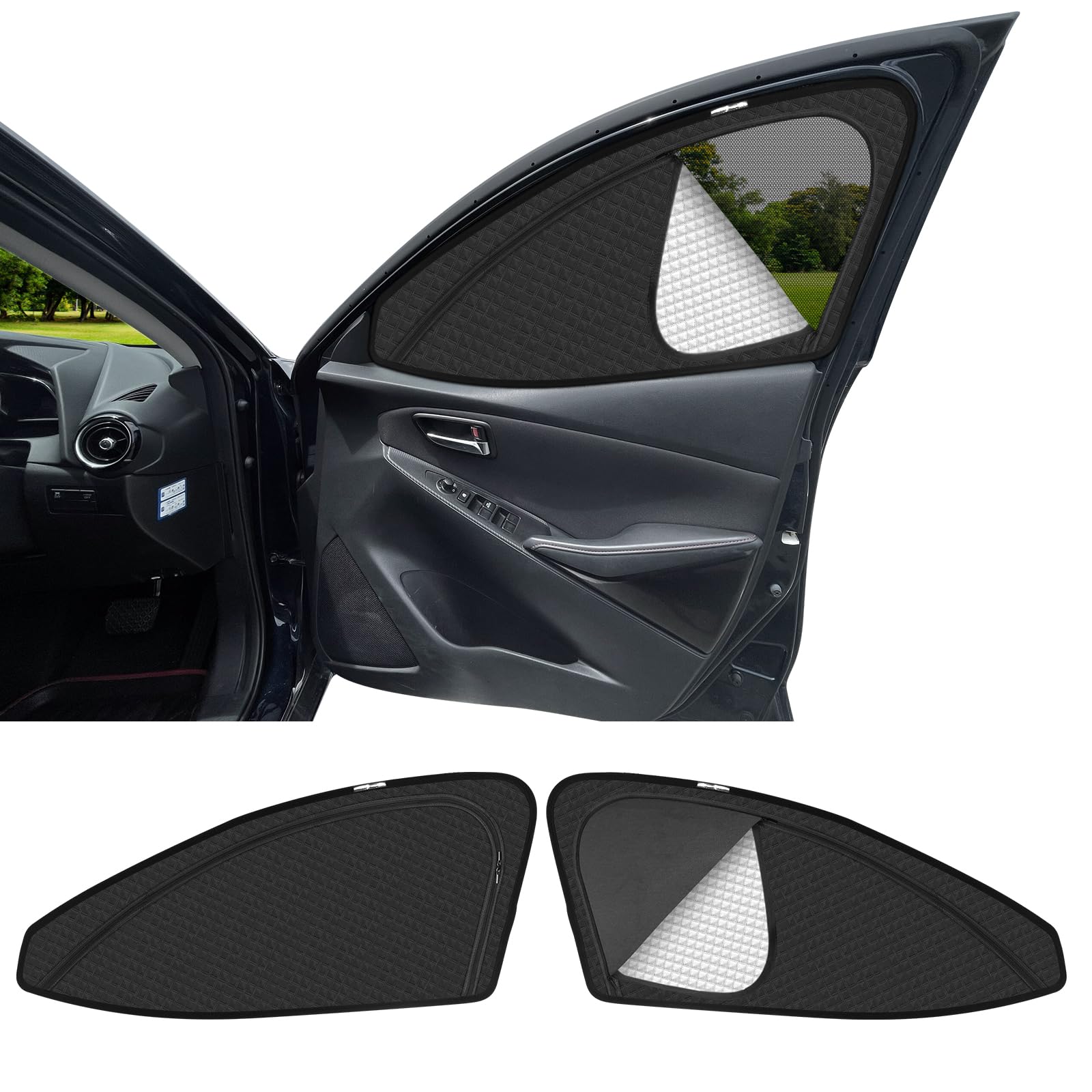 新型 マツダ デミオ DJ系 専用 サンシェード マグネット式 サイド用 車種専用 2in1一体式 カーシェード..