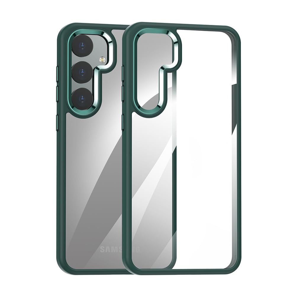 Rakuten - MuZiF Galaxy S26 用 ケース クリア 薄型軽量 耐衝撃構造 全面保護 黄変防止 擦り傷防止 PC 背面クリア ギャラクシー S26用 カバー 携帯カバー（Galaxy S26,ダークグリーン）