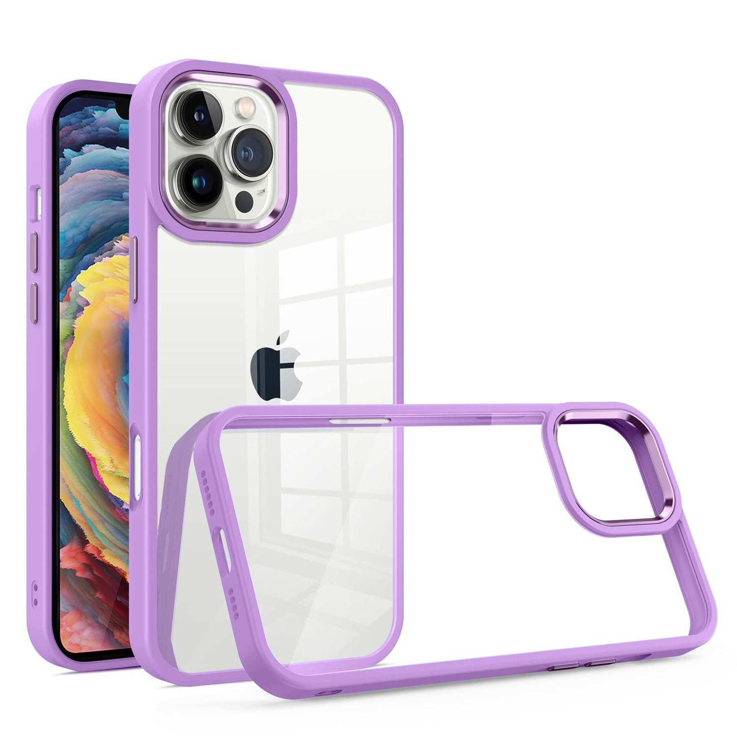 Rakuten - MuZiF iPhone 16 Pro Max 用 ケース クリア 薄型軽量 耐衝撃構造 黄変防止 擦り傷防止 透明 PC 背面クリア アイフォン16 Pro Max 用 カバー クリアケース（iPhone 16 ProMax用,パープル）