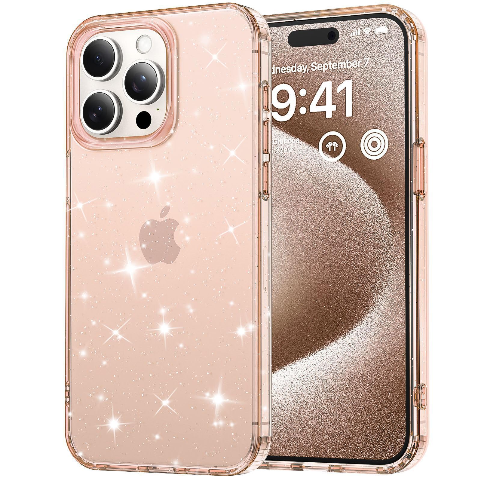 Rakuten - MuZiF iPhone 15 Pro Max 用 ケース クリア キラキラ 可愛い 透明 薄型 超軽量 グリッター 輝きピカピカ 携帯カバー 人気 おしゃれ 耐衝撃 傷防止背面 滑り止め 指紋防止 ストラップホール付き アイフォン 15 Pro Max