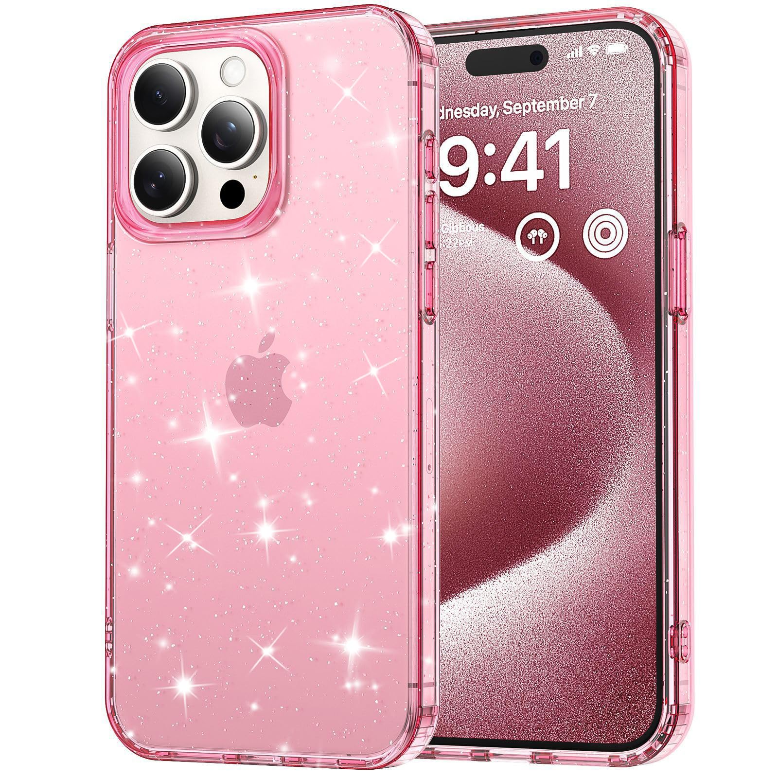 Rakuten - MuZiF iPhone 15 Pro 用 ケース クリア キラキラ 可愛い 透明 薄型 超軽量 グリッター 輝きピカピカ 携帯カバー 人気 おしゃれ 耐衝撃 傷防止背面 滑り止め 指紋防止 ストラップホール付き アイフォン15 Pro 用 保護ケース (