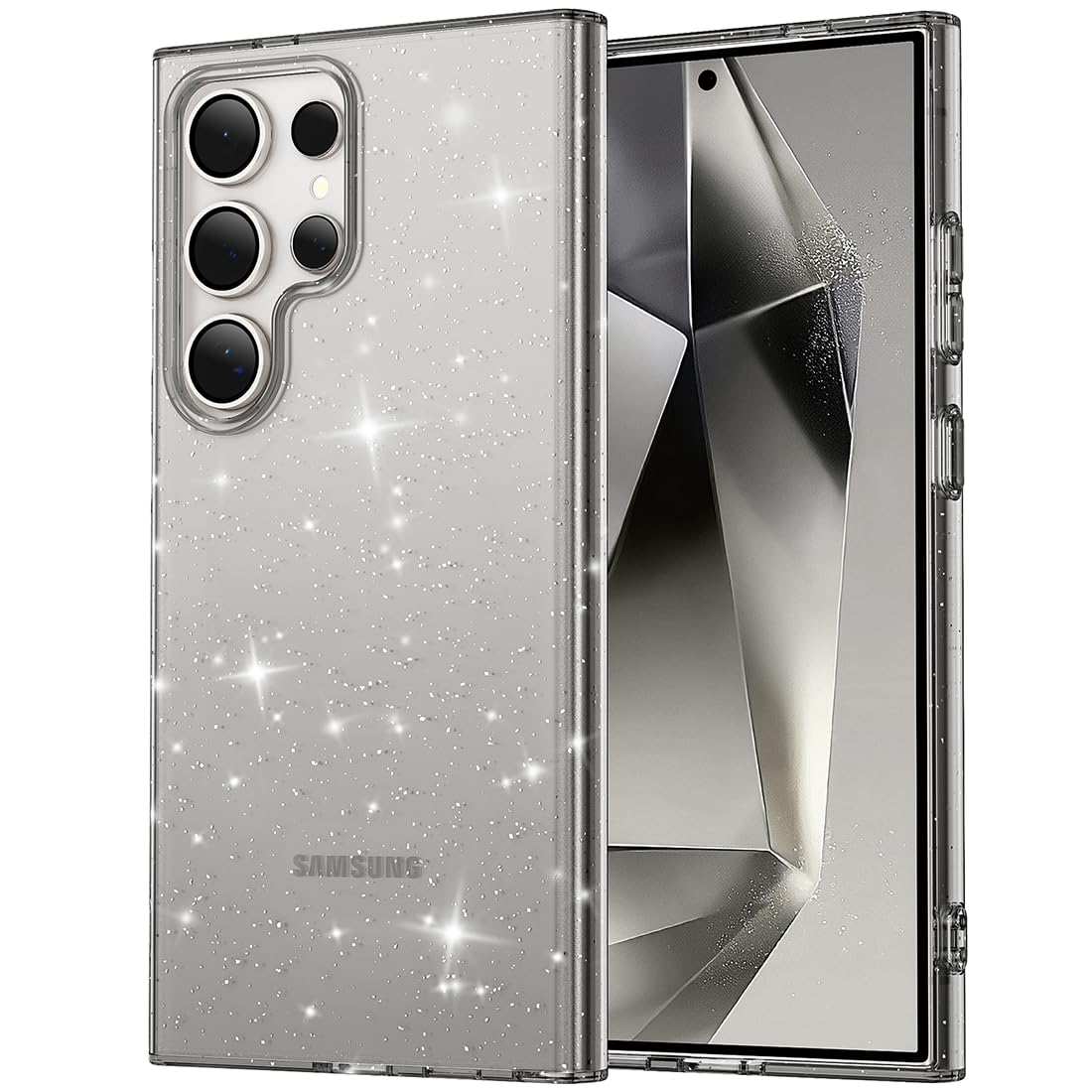 Rakuten - MuZiF Galaxy S26 Ultra 用 ケース クリア キラキラ 可愛い 透明 薄型 超軽量 グリッター 輝きピカピカ 携帯カバー 人気 おしゃれ 耐衝撃 傷防止背面 滑り止め 指紋防止 ストラップホール付き ギャラクシーS26 Ultra 用