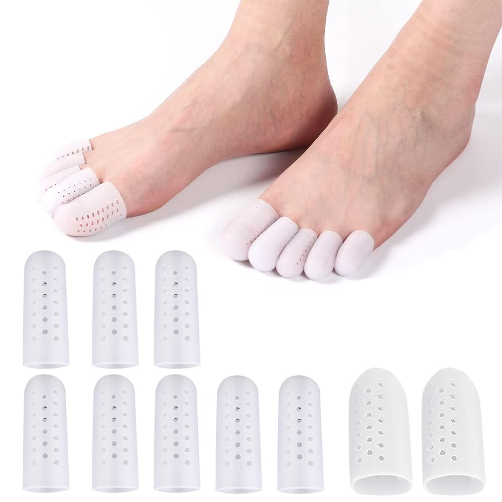 Rakuten - シリコン 足指サック指サック 足指 キャップ プロテクター 足指 袖 足爪保護キャップ 摩擦疼痛緩和 通気性 水洗い可 （大2個、小8個）