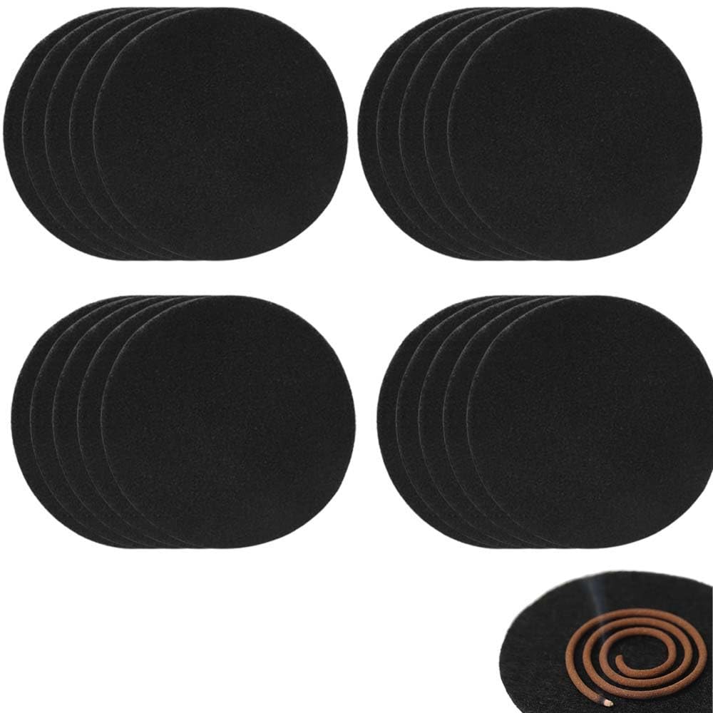 円型香炉 不燃綿 防火綿 線香マット 香炉用 香皿用 耐熱 蚊取り線香ホルダー 不燃マット 防火フェルト 20枚セット （円型 8*8cm）交換用