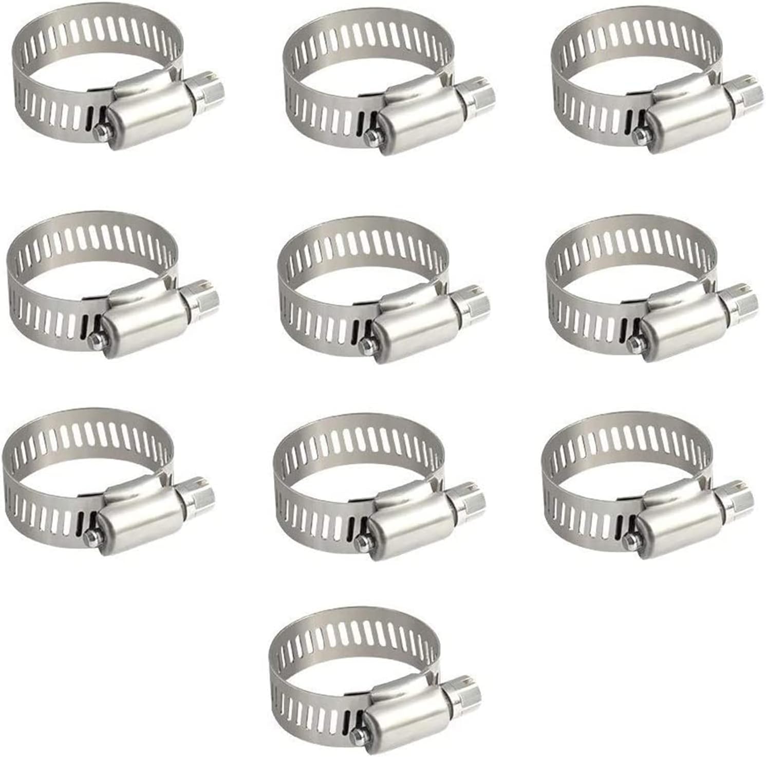 サムコス ホースバンド ステンレス製 散水ホース固定用 ネジタイプ シルバー 強力固定 外径:18mm~32mm 調整可能（10個セット）