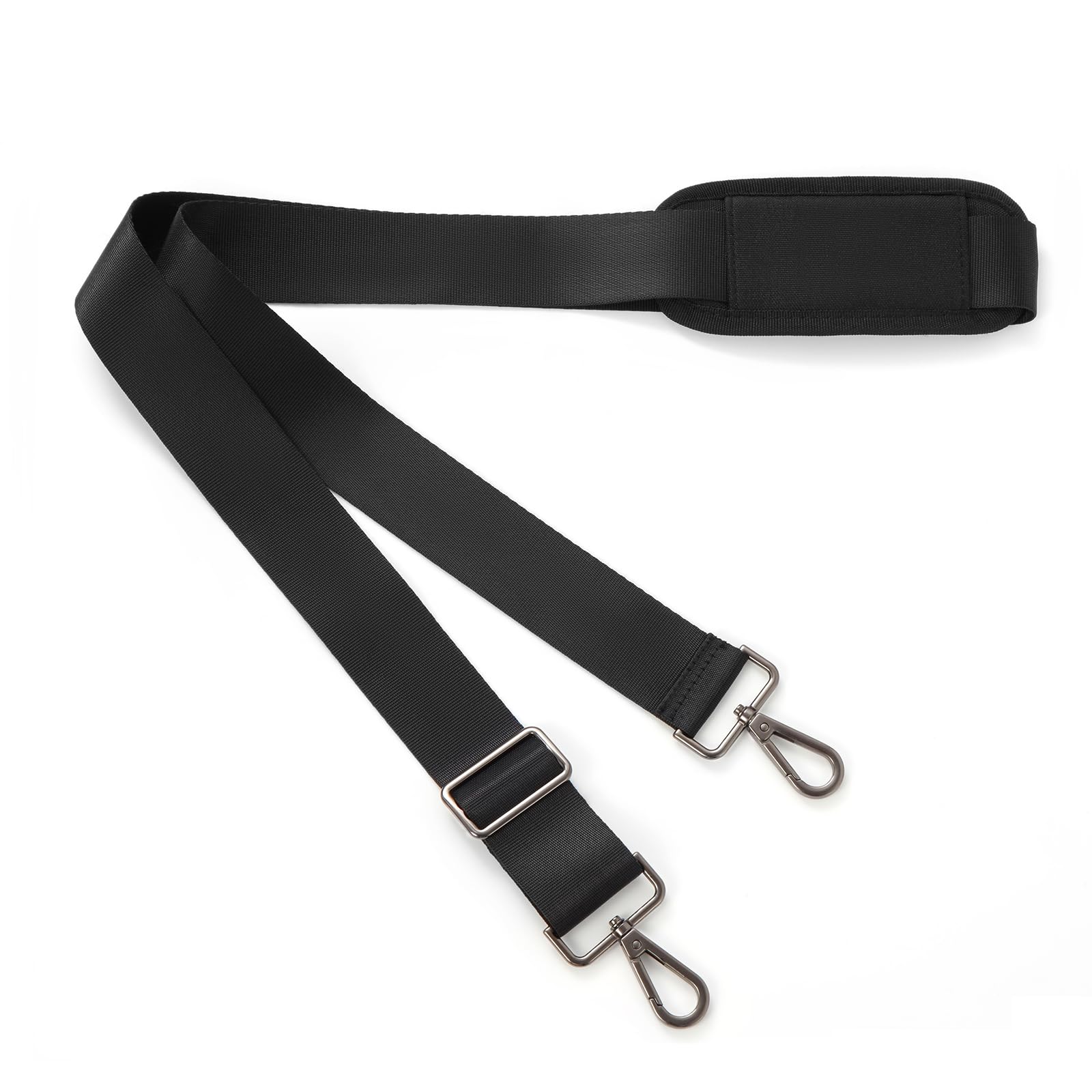 [bagasin] ショルダーストラップ 56インチ 調節可能 厚手 ソフト ユニバーサル 交換用 滑り止め パッド入り 金属回転フック付き ブリーフケース、ノートパソコンショルダーバッグ/ノートパソコンメッセンジャーバッグ用 ブラック