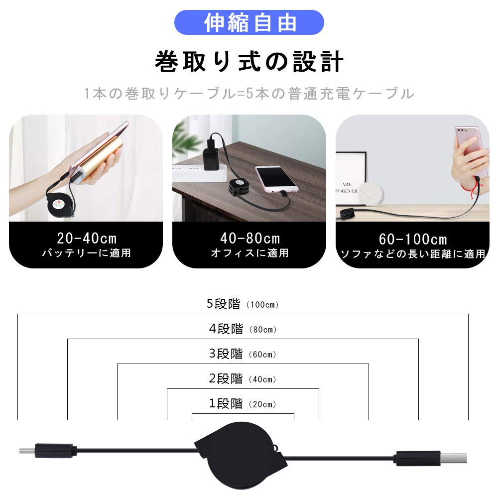 Viviber タイプC巻取り式充電ケーブルリ...の紹介画像2
