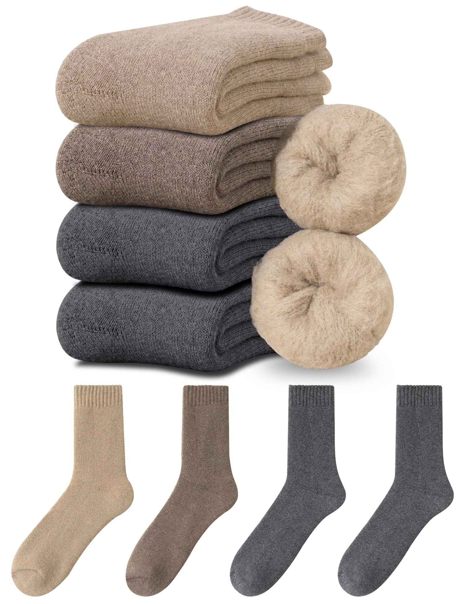 楽天Mr HedgeHog[Mot zero] 靴下 メンズ 冬 厚手 ウール あったか靴下【極暖38℃恒温・-20℃防寒・360°蓄・】 温かい 防寒 スポーツ カジュアル 消臭 耐久性 伸縮性 室内 アウトドア 登山 キャンプ 24-29cm（03#ライトカーキ+ダークカーキ+