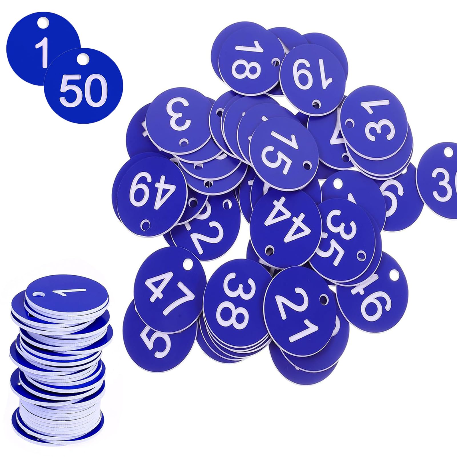 番号札 1-50 数字タグ プラスチック ID番号ハングタグ 穴付き 刻印 ラウンド 番号マーク 札 お札クリップ 識別タグ ロッカー クローク 預かり番号 ゴルフ タグ キーボックス キャビネット 整理コーディングタグ 学校、オフィス、ジム、スーパーの利
