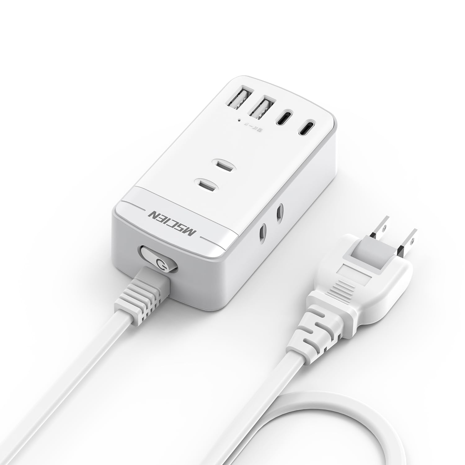 Rakuten - Mscien 延長コード 3m スイッチ付き 電源タップ 3個AC差込口 2個USB-C 2個USB-A コンセント 分岐 テーブルタップ 雷ガード付き 旅行 出張 壁掛け スイングプラグ