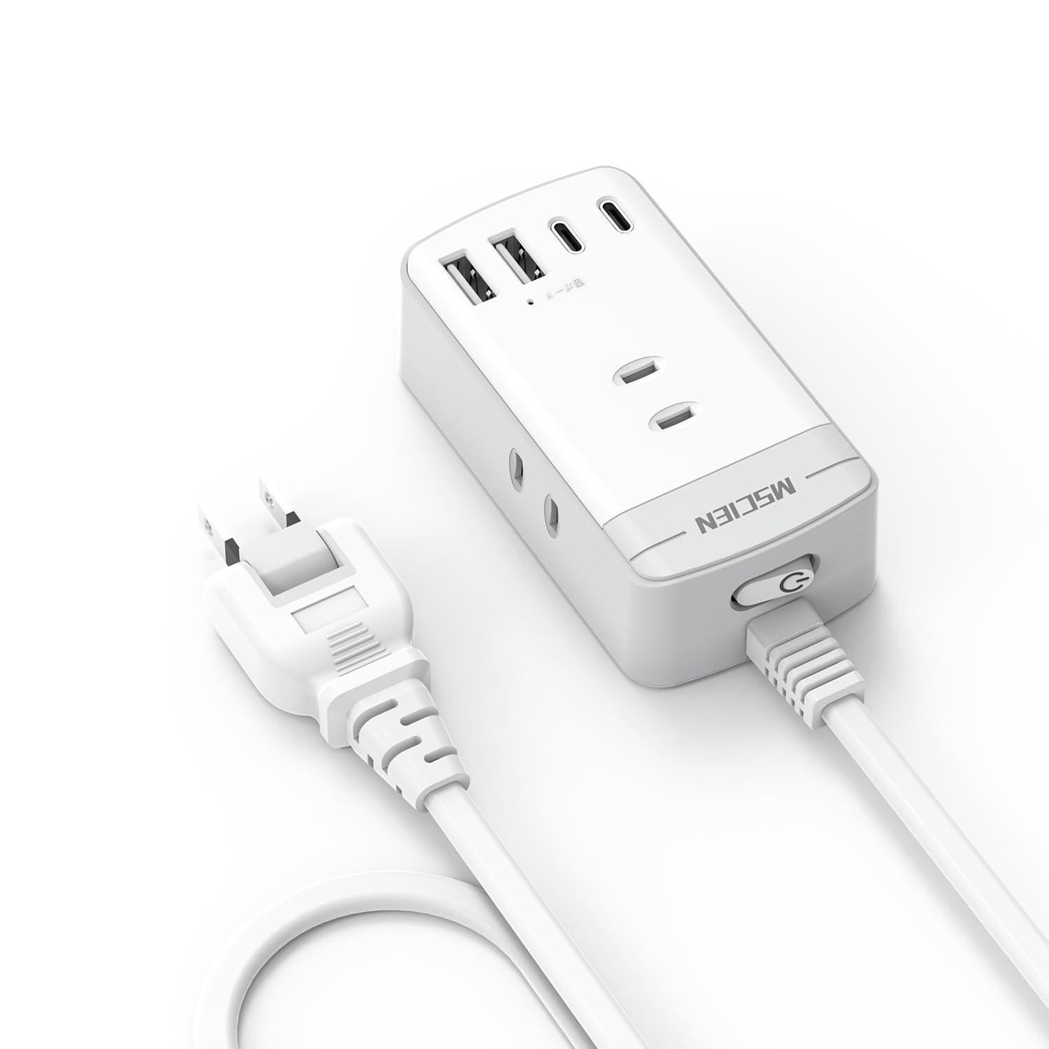 Rakuten - Mscien 延長コード 5m スイッチ付き 電源タップ 3個AC差込口 2個USB-C 2個USB-A コンセント 分岐 テーブルタップ 雷ガード付き 旅行 出張 壁掛け スイングプラグ