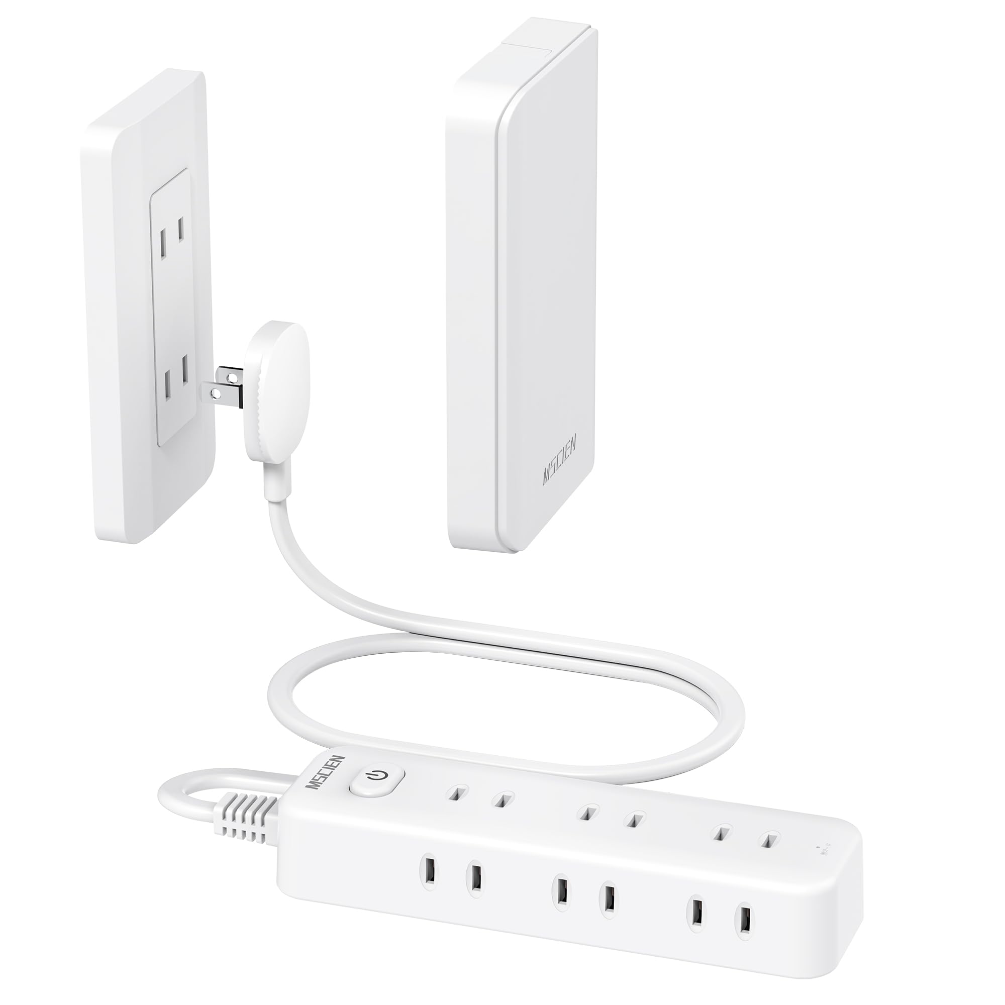 Rakuten - Mscien エムサイン コンセントカバー 電源タップ 9個口 1m 延長コード 雷ガード 薄型 赤ちゃん 子供保護 二重プラグ固定 取り外し可能 一括スイッチ 壁掛け 配線保護