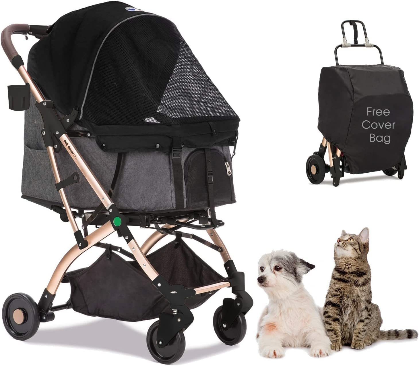 Totoro ball ペットカート 犬 バギー 4輪 犬用かーと 小型犬 中型犬 猫 多頭 ペットキャリーカート ワンタッチ折り畳み コンパクト收・ 自立式 ペットバギー犬介護用かーと軽量前輪360°回転 後輪ブレーキ付 飛び出し防止 組み立て簡単 耐荷