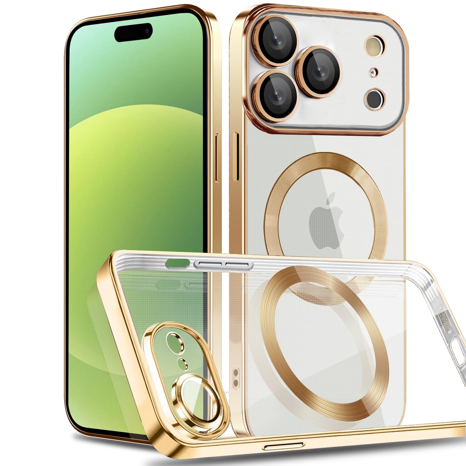 Rakuten - MuZiF iPhone 17 Pro Max 用 ケース クリア メッキ加工 Magsafe対応 永久磁石 レンズ保護 TPU ソフトケース 薄くて軽い 人気 耐衝撃 携帯カバー アイフォン17 Pro Max 用 クリアケース （iPhone 17 P