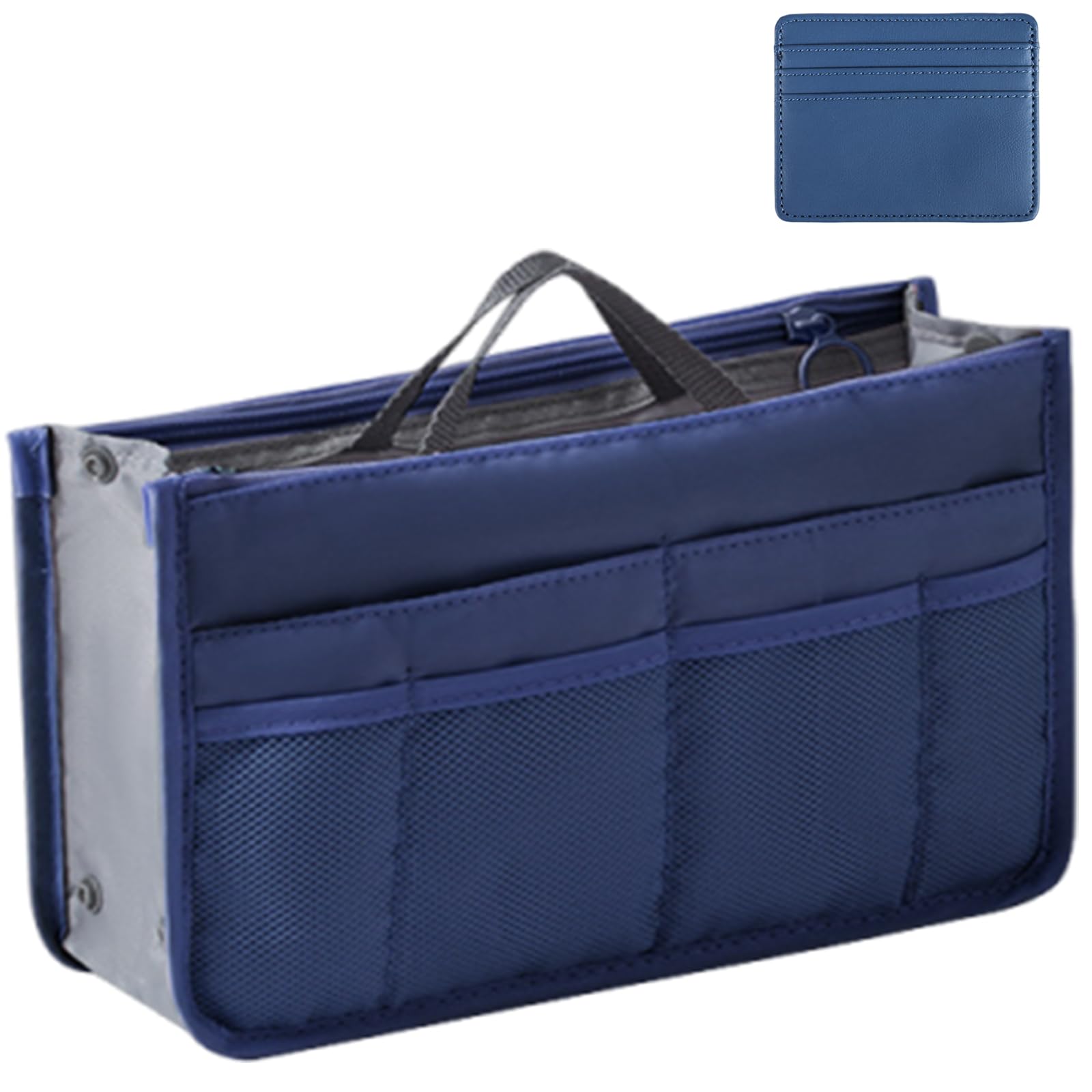 Senteria バッグインバッグ 軽量 自立 インナーバッグ バックインバック トートバッグ用 ファスナー カードホルダー付き 持ち手つき 大容量 小さめ 薄...