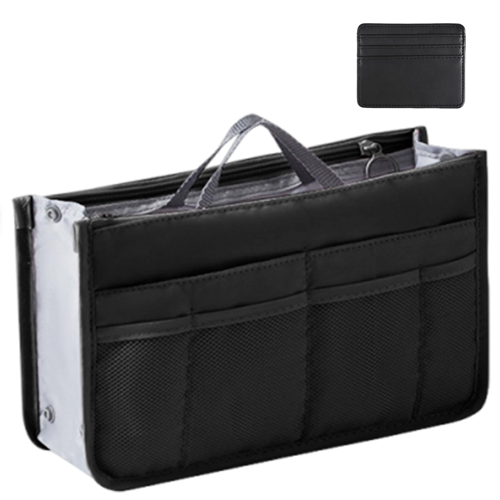 Senteria バッグインバッグ 軽量 自立 インナーバッグ バックインバック トートバッグ用 ファスナー カードホルダー付き 持ち手つき 大容量 薄型 小さ...