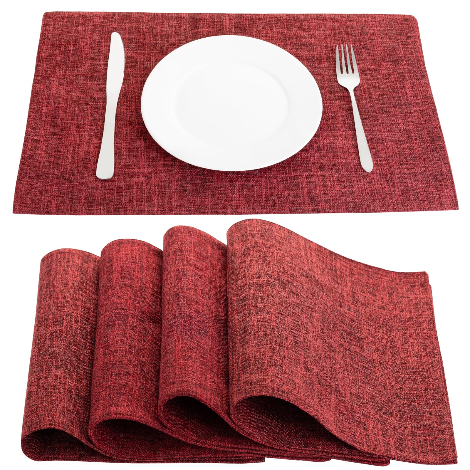 Senteria ランチョンマット布製 綿麻 マット 二層生地縫製 無地 和風 柔軟性 断熱 滑り止め お手入れ簡..