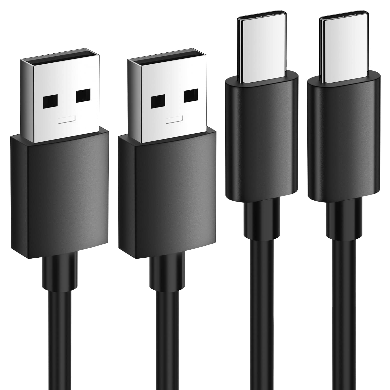 USB Type C ケーブル 2M2本 急速充電 データ転送 10mm長いタイプCプラグ 小型家電給電用 デスクランプ/..